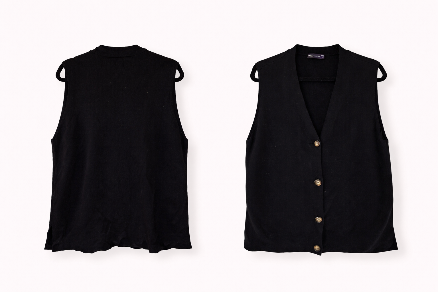 Pre-loved M&S Classic Black Buttoned Vest - Size L