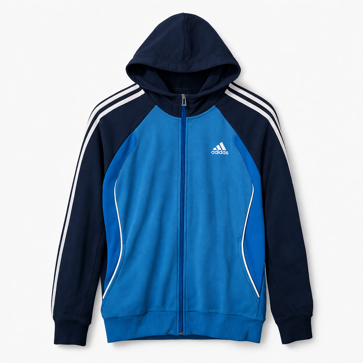 Pre-loved Adidas Blue Zip-Up Hoodie - S