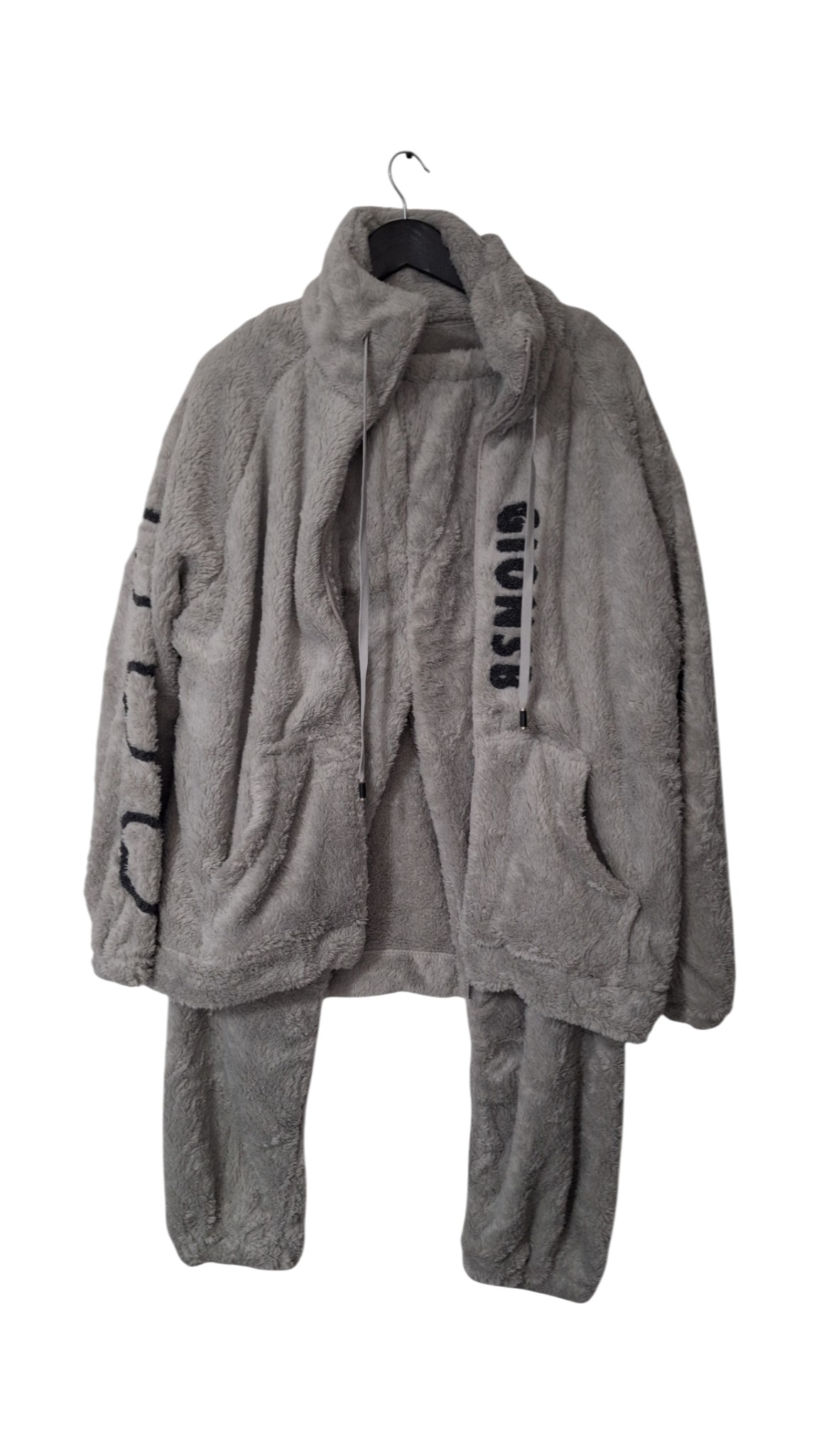 Fashion Gray Fleece Zip-Up Set - Size 3XL