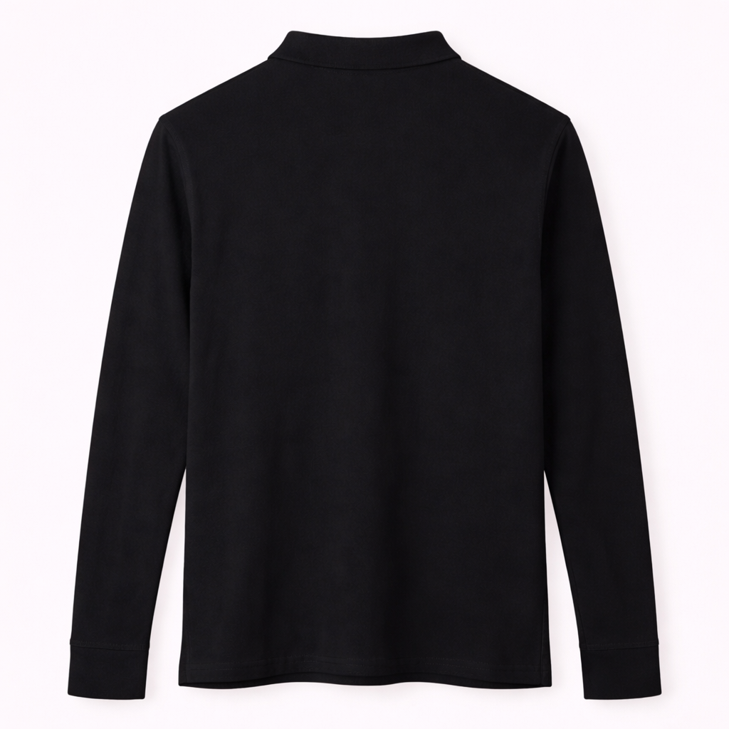 Pre-loved Allsaints Classic Black Long Sleeve Polo Shirt - S