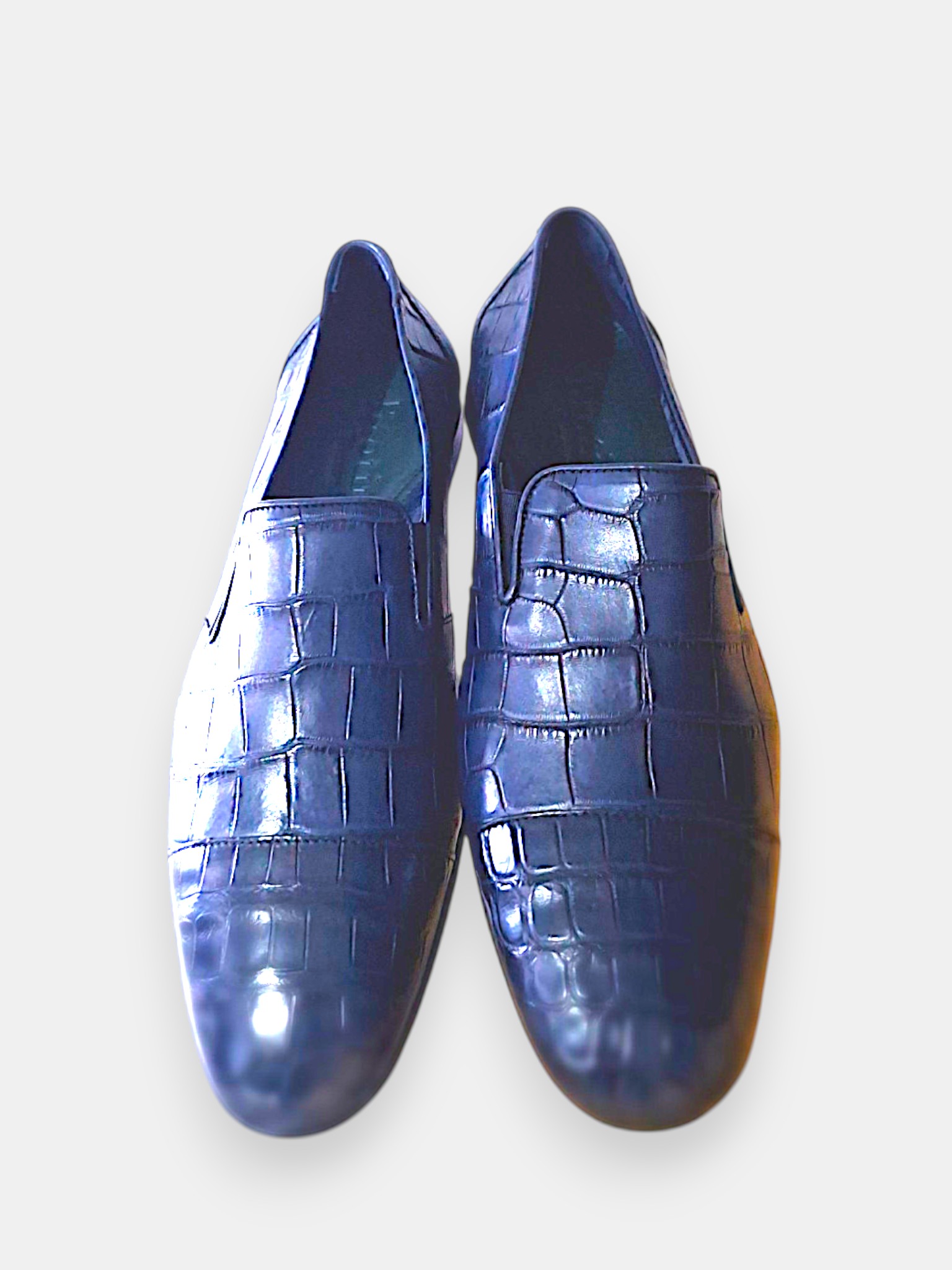 Brand New Pair Of Brotini Firenze In Blue Alligator-Textured