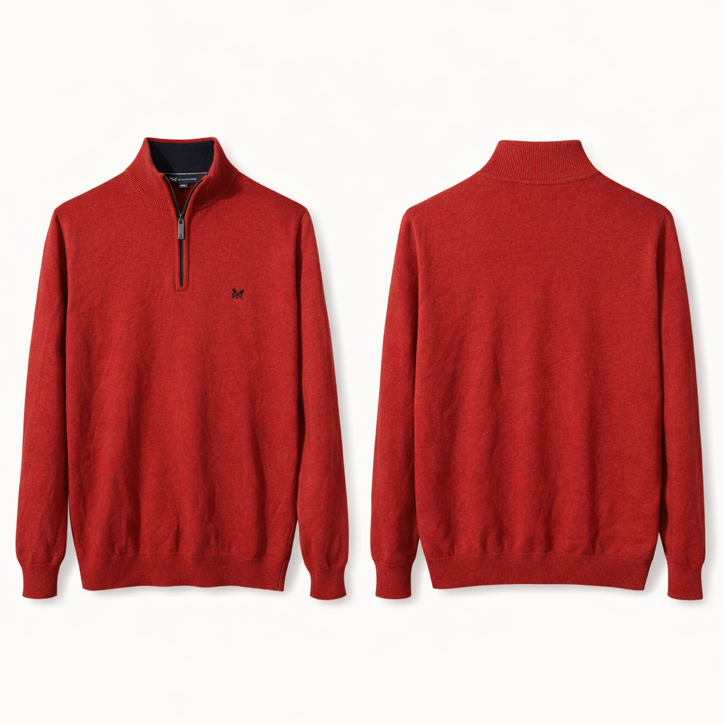 Pre-loved Crew Clothing  Red Quarter Zip Sweater - Size M