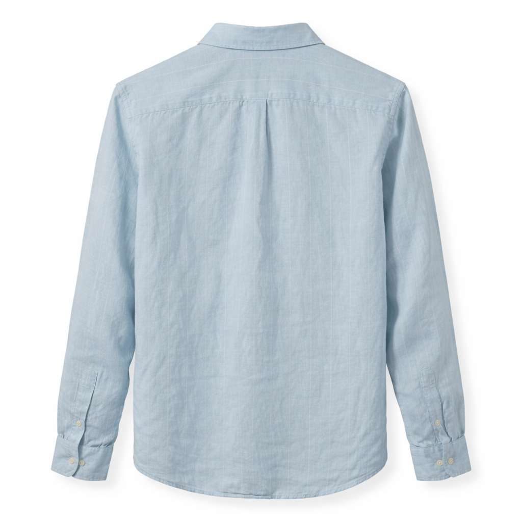 Pre-loved 120% Uno Light Blue Linen Cotton Shirt - L