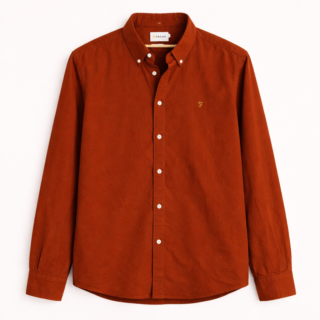 Pre-loved Farah Rust Shirt  -Size L (Slim Fit)