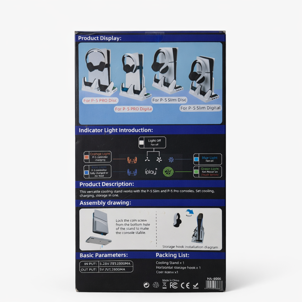 Iplay Multifunctional Cooling Station For Ps5 Slim And Ps5 Pro - White 