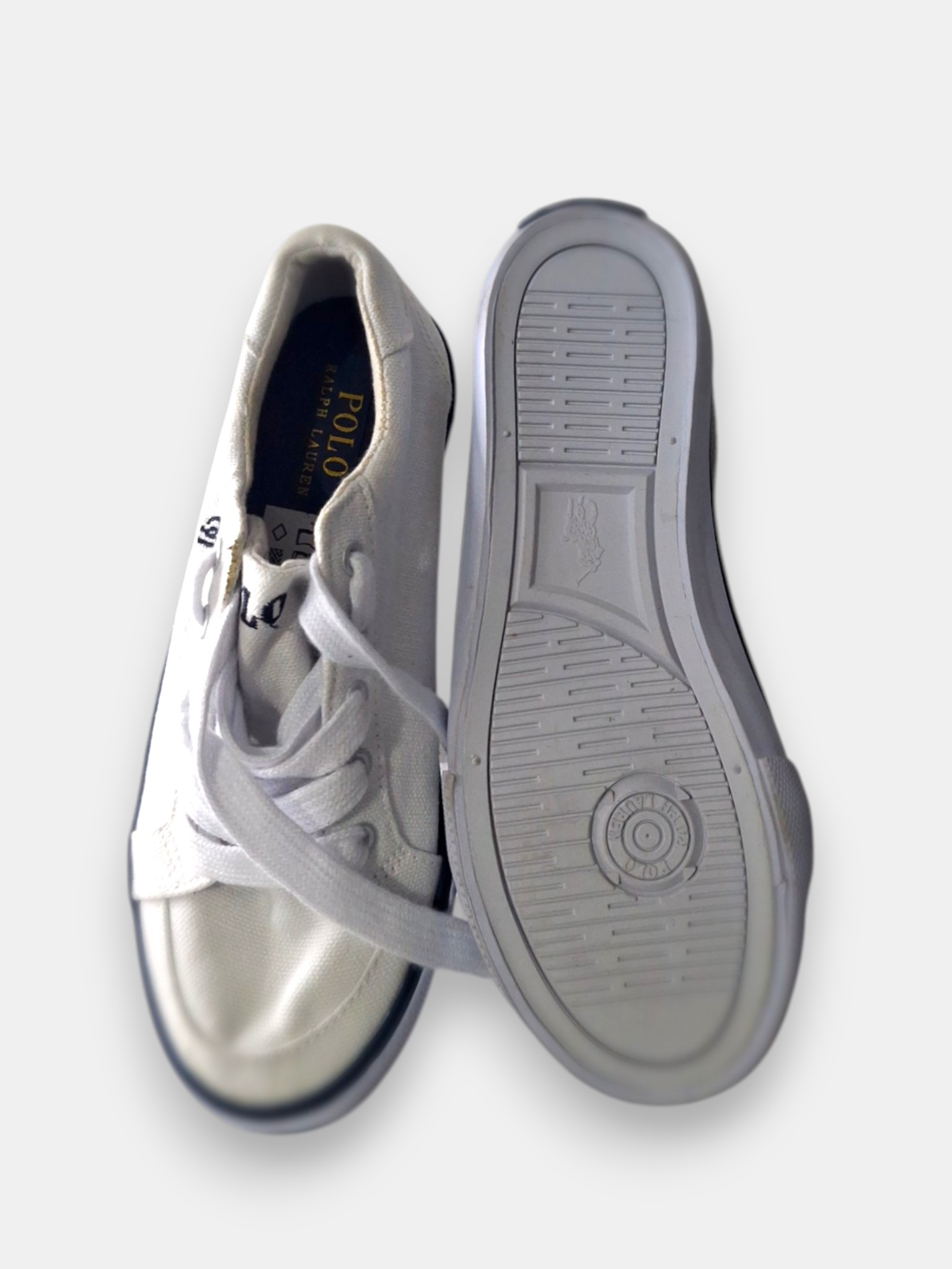 New Polo Ralph Lauren White Trainers, Childrens Uk 12