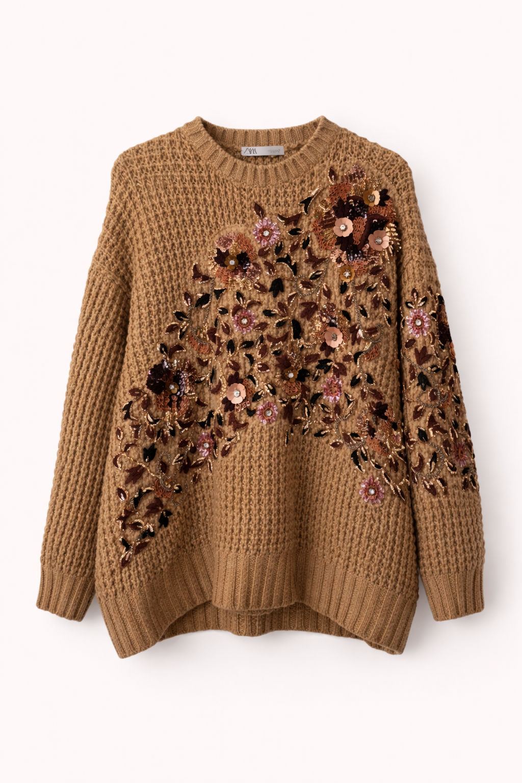 Pre-loved Zara Oversized Embroidered Knit Sweater - S 