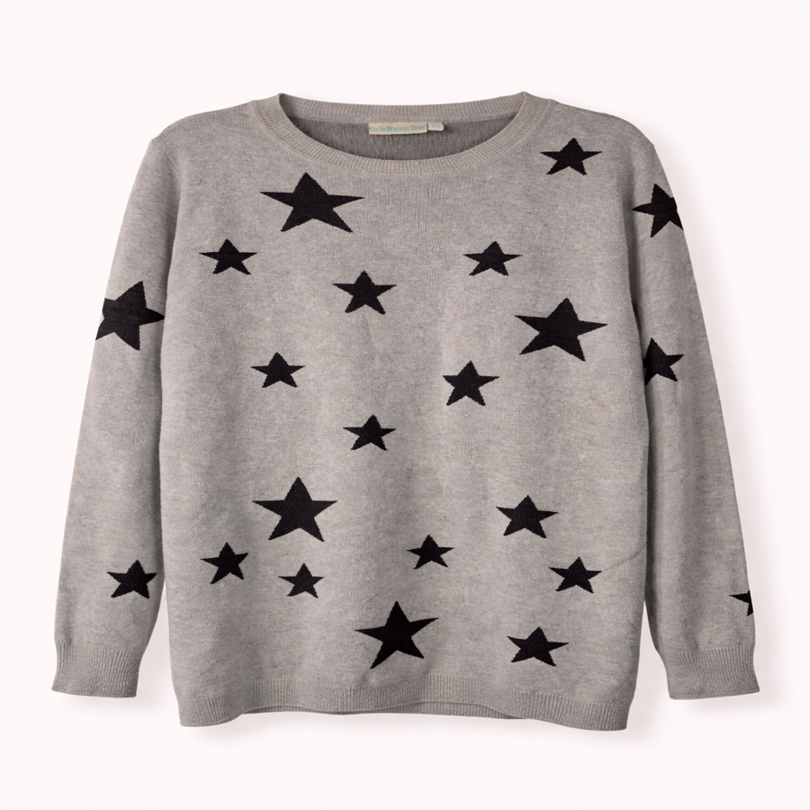 Jojo Mamman Bebe Grey Star Print Sweater - Size M