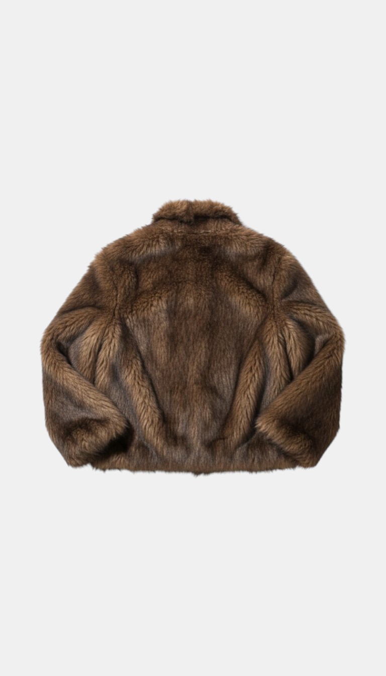 Rita Ora Brown Faux Fur Jacket - Size XS