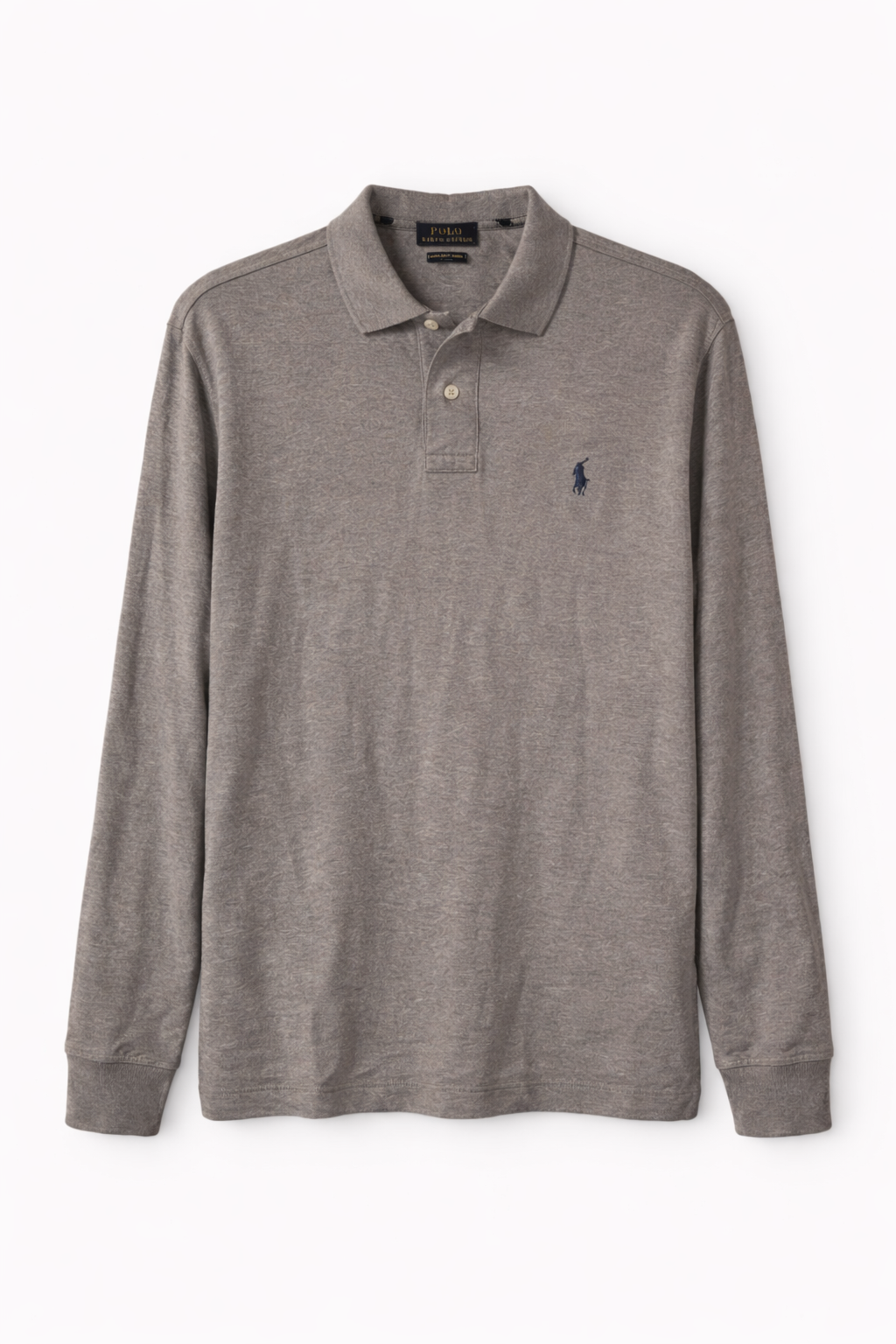 Pre-loved Ralph Lauren Grey Long Sleeve Polo Shirt - L