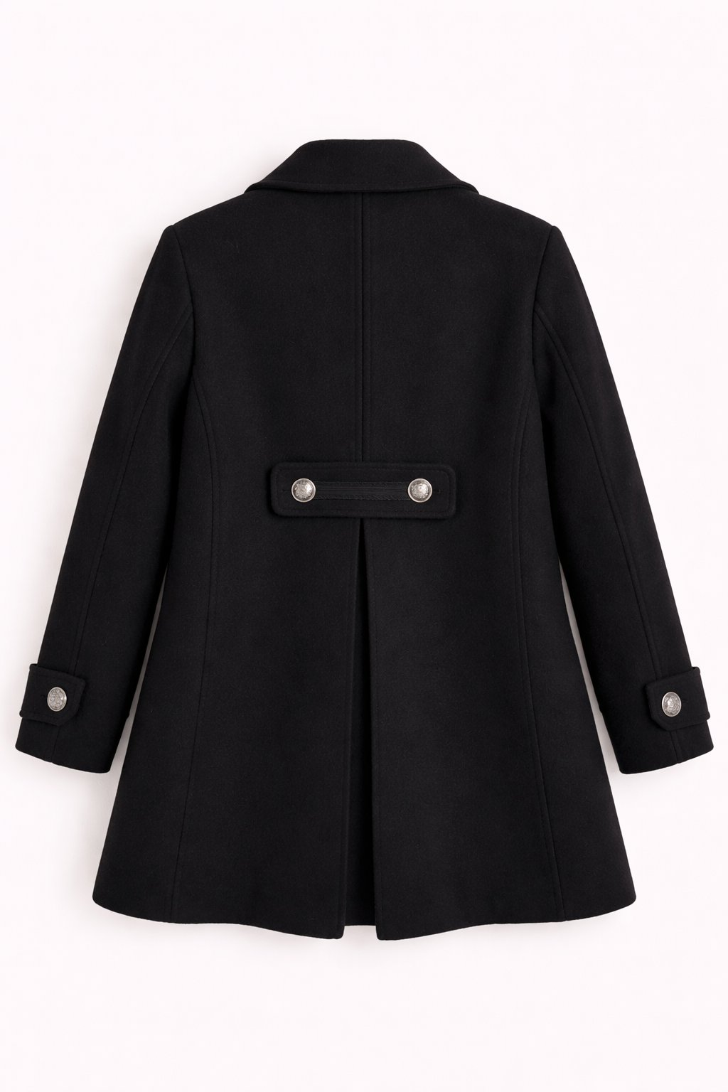 Pre-loved Love & Roses Classic Black Wool Coat - UK12