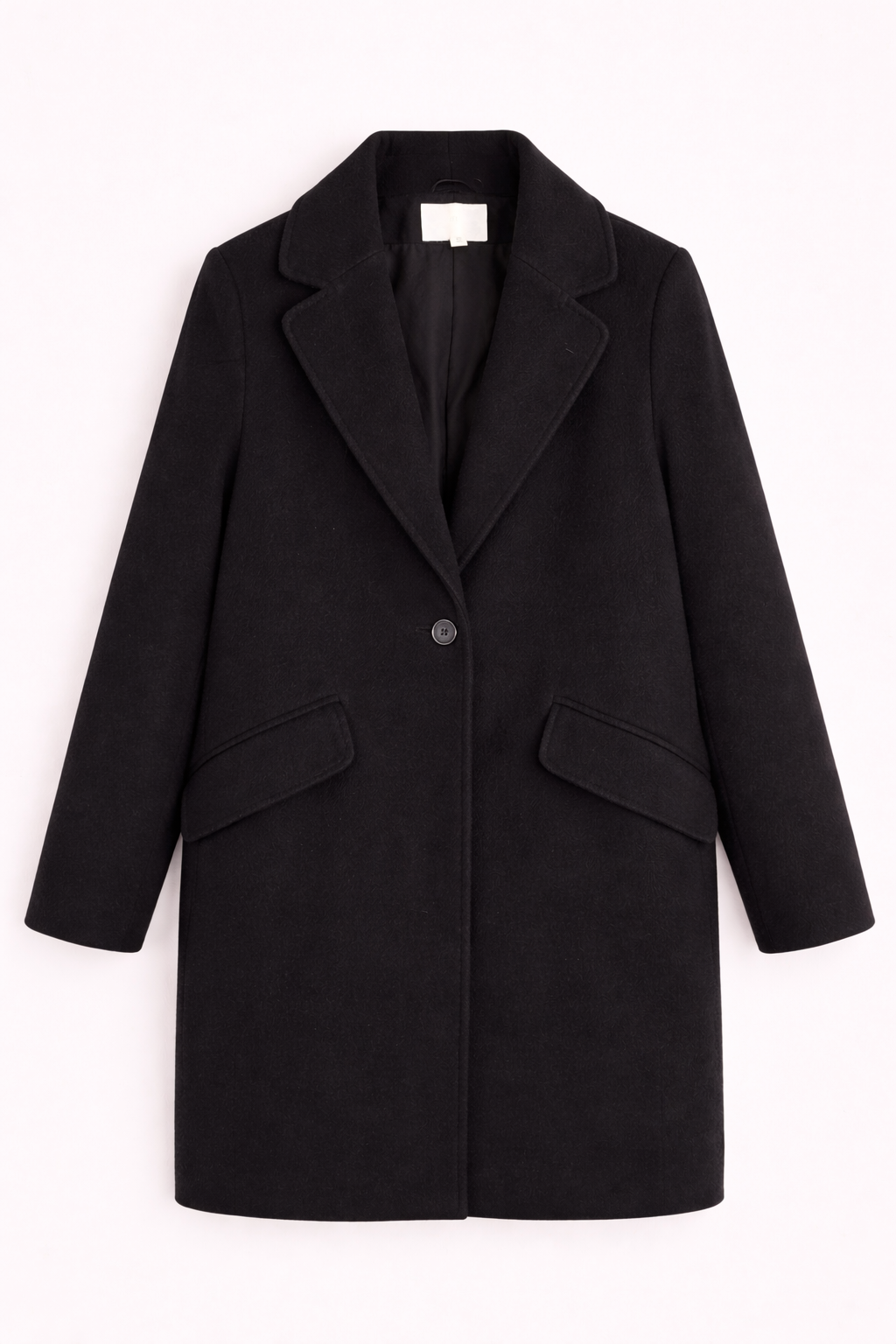 M&S Classic Black Overcoat - Size M