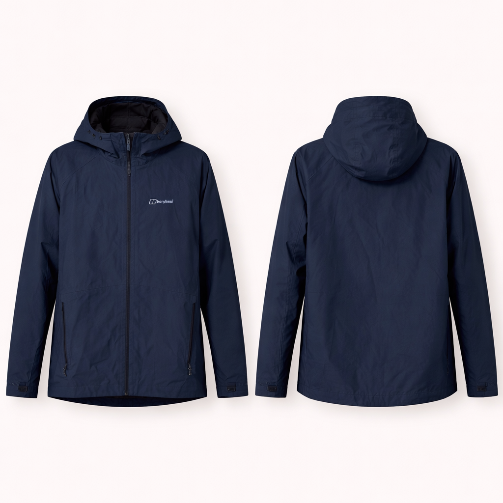 Pre-loved Berghhaus Men's Navy Waterproof Hooded Jacket - Size L