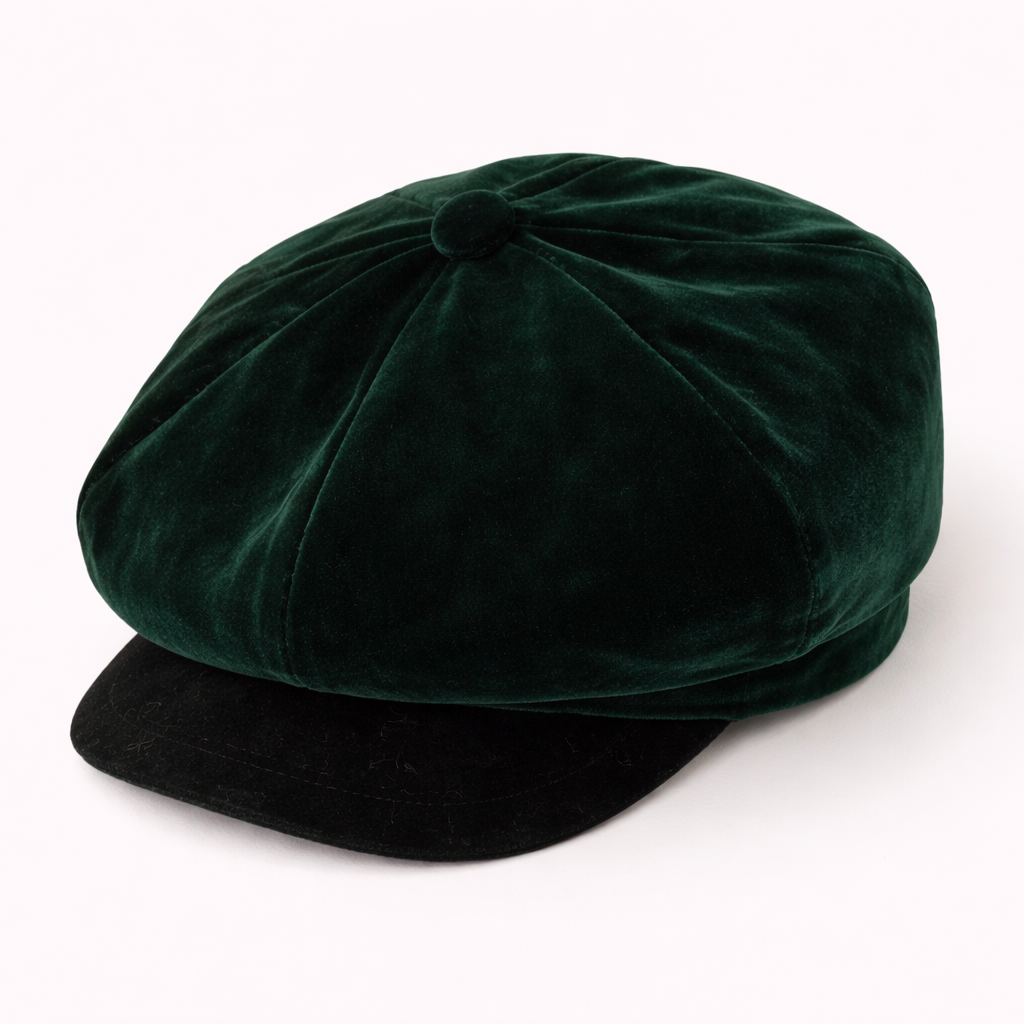 Pre-loved Joe-Brown Green Velvet Newsboy Cap - One Size