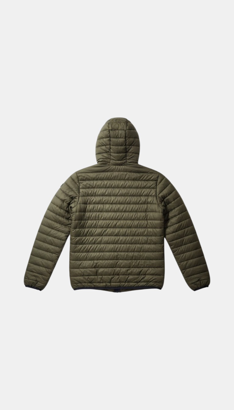 Pre-Loved Weird Fish Men's Olive Puffer Jacket Size M