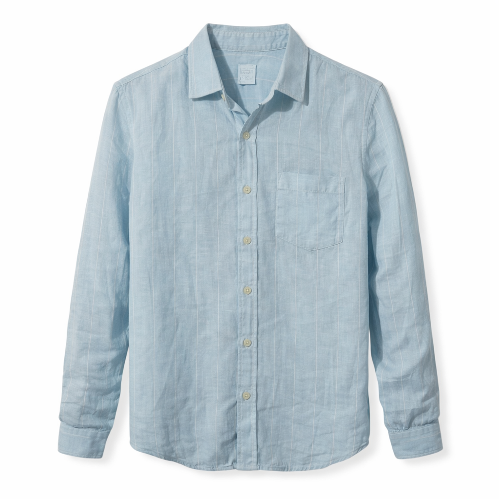 Pre-loved 120% Uno Light Blue Linen Cotton Shirt - L