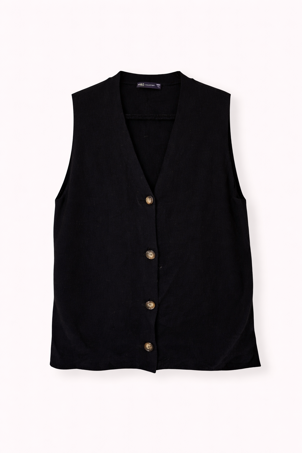 Pre-loved M&S Classic Black Buttoned Vest - Size L