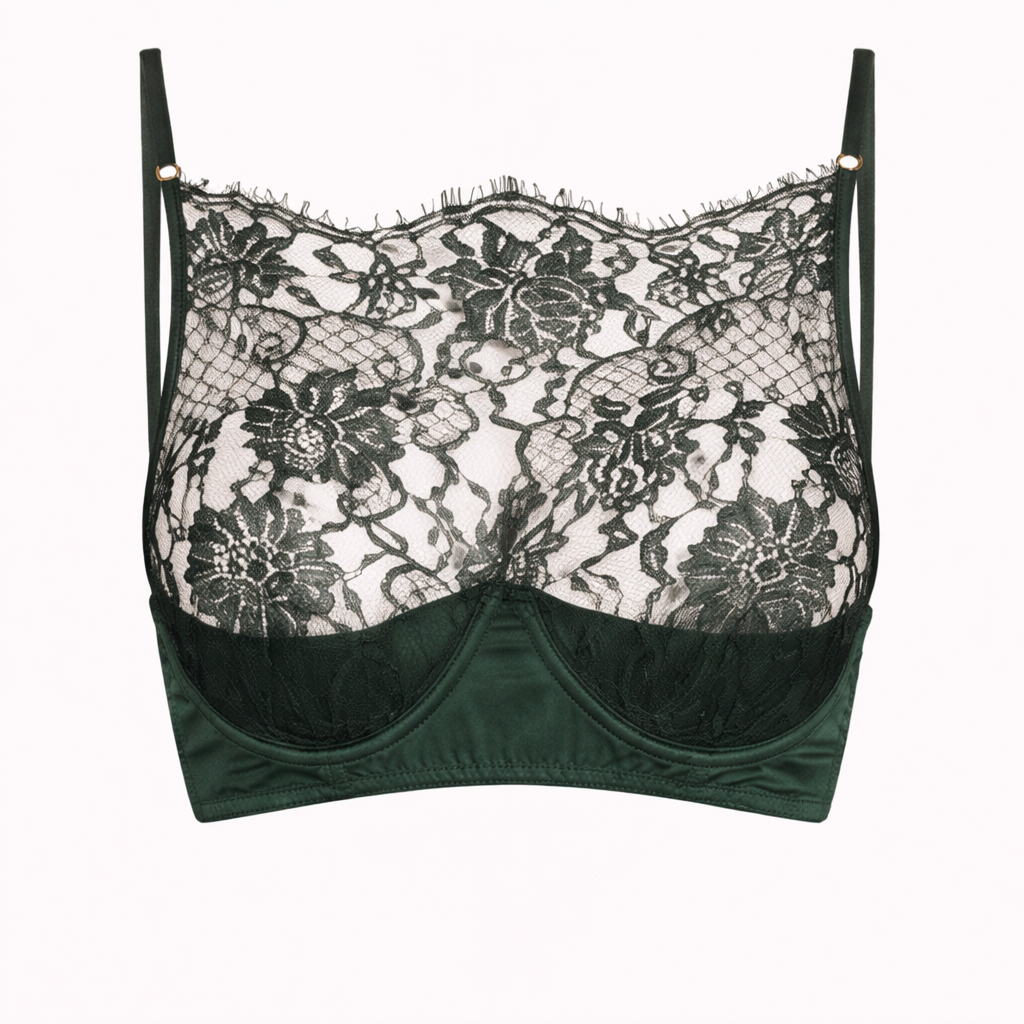 Coco De Mer High Neck Balconette Bra / XL / Deep Green