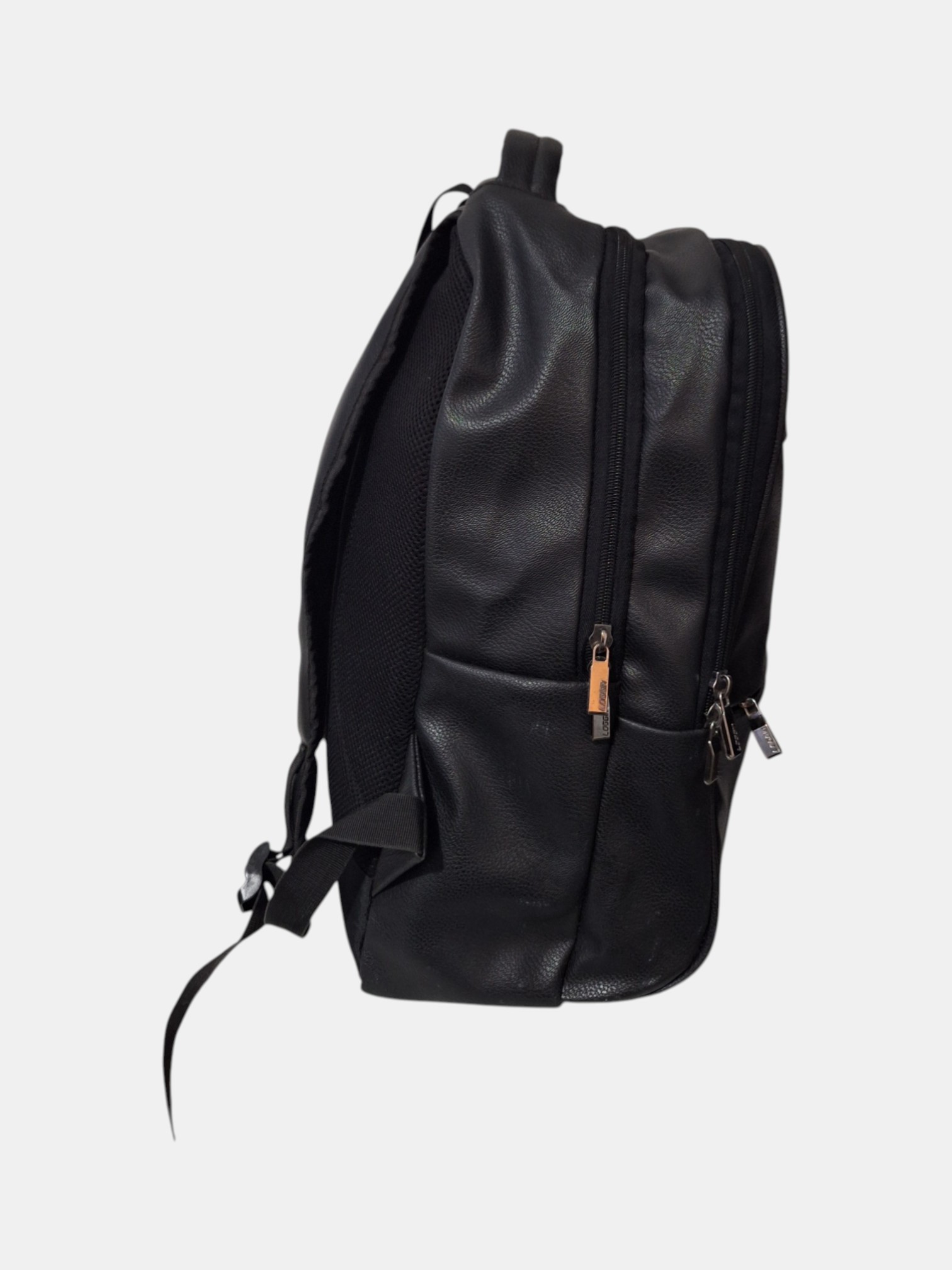 Loggin Black Leather Backpack