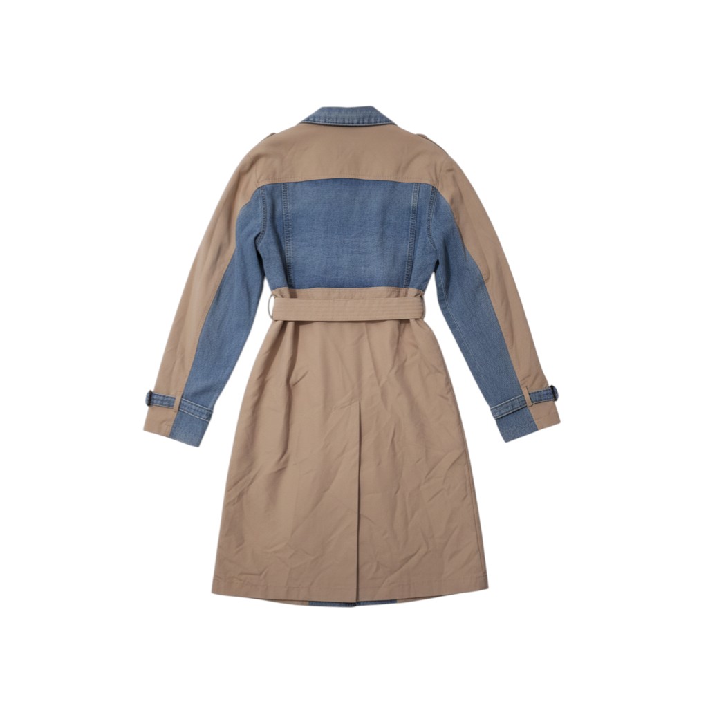 Pre-Loved Denim & Khaki Trench Coat - Size L