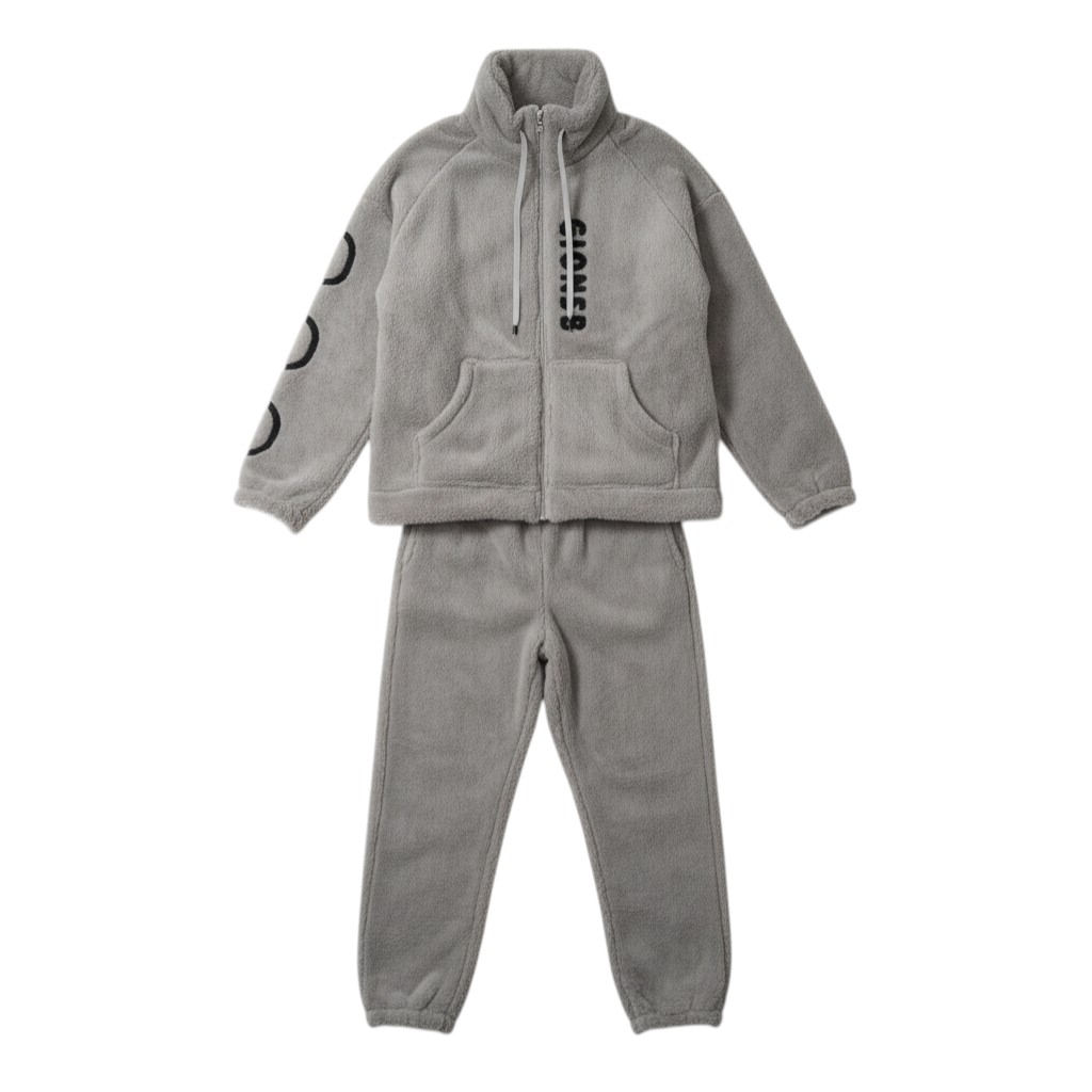 Fashion Gray Fleece Zip-Up Set - Size 3XL