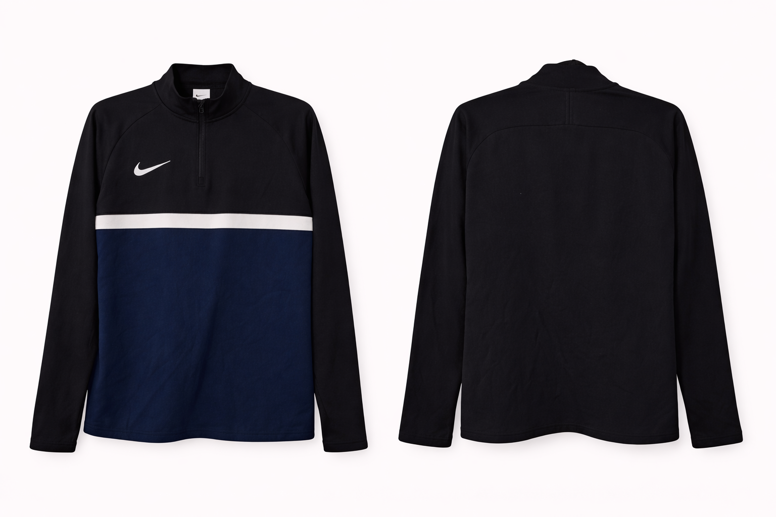 Pre-loved Nike Black & Navy Vintage Long Sleeve Shirt - M