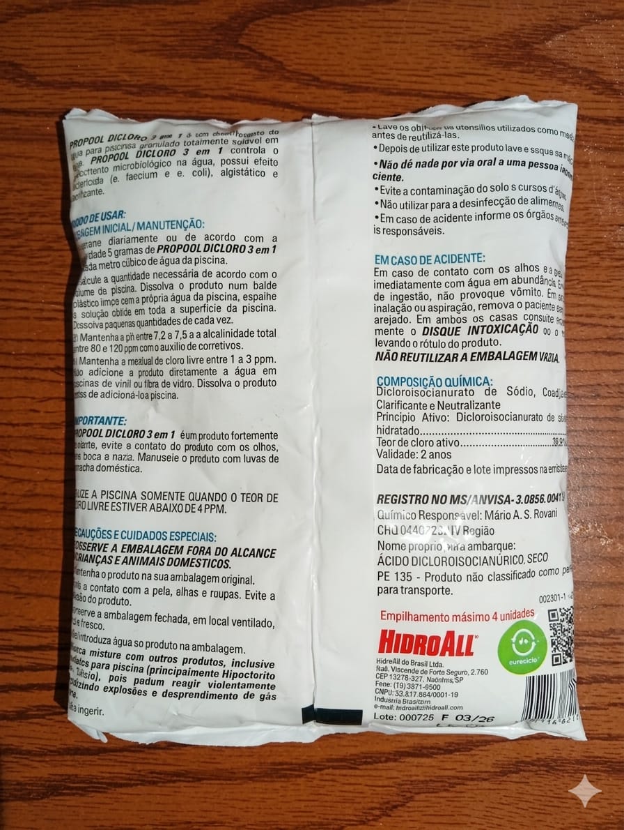 Cloro Granulado HidroAll ProPool 3 em 1 1kg - HidroAll