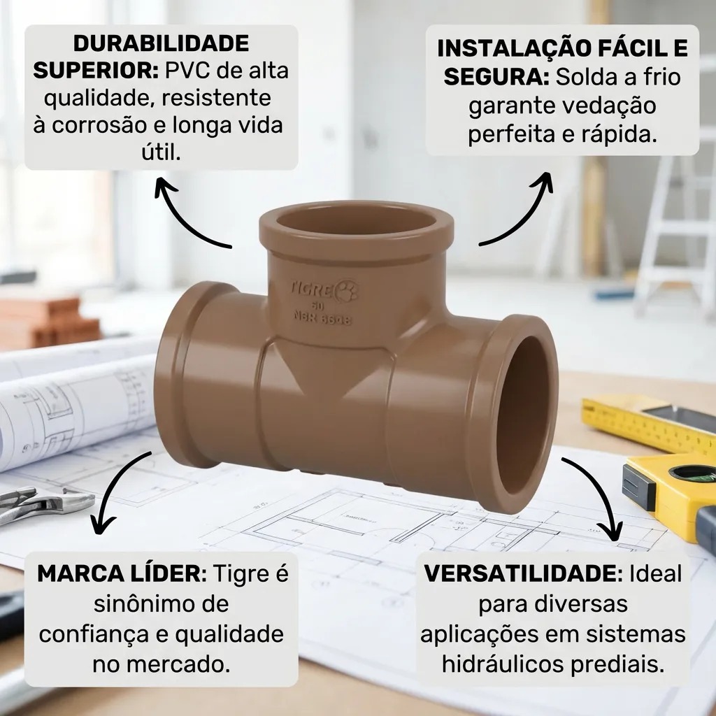 Te PVC Marrrom 50mm - TIGRE