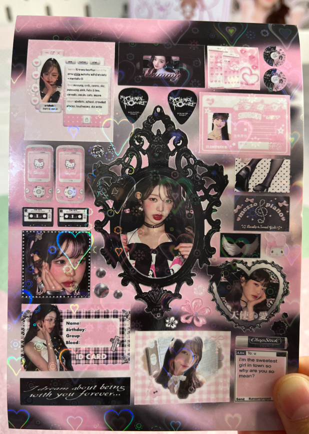 Black/pink Wonyoung sticker sheet  