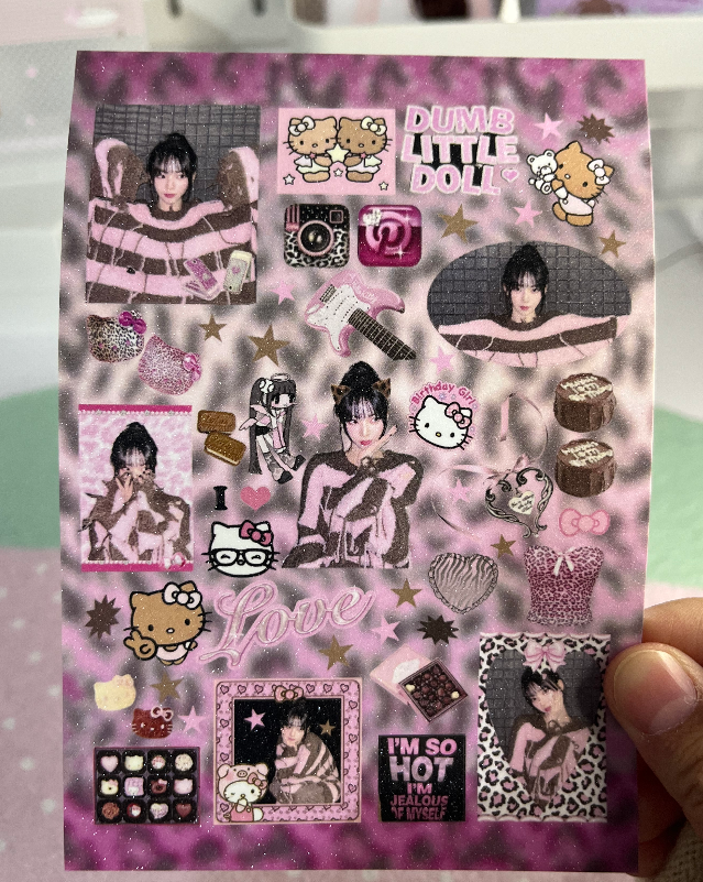 Pink & Brown Karina sticker sheet