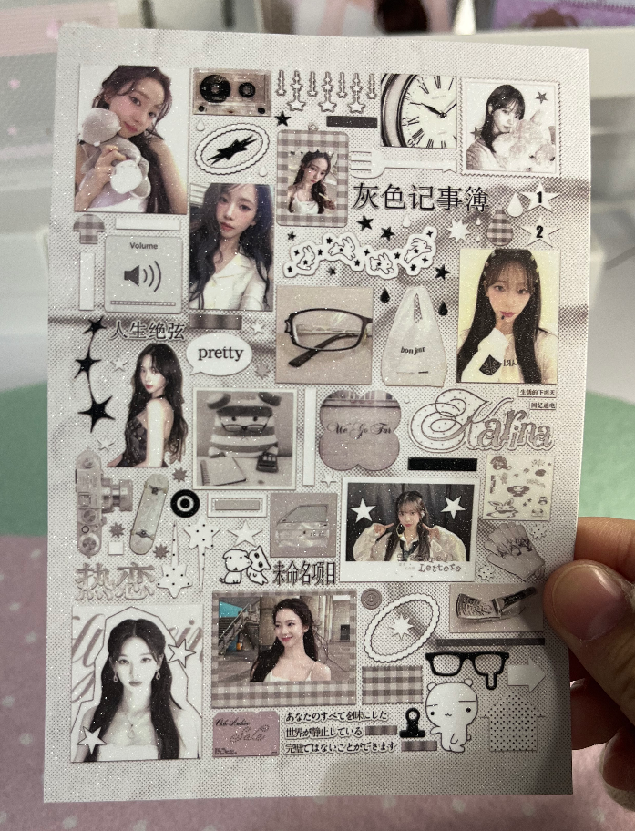 White Karina sticker sheet