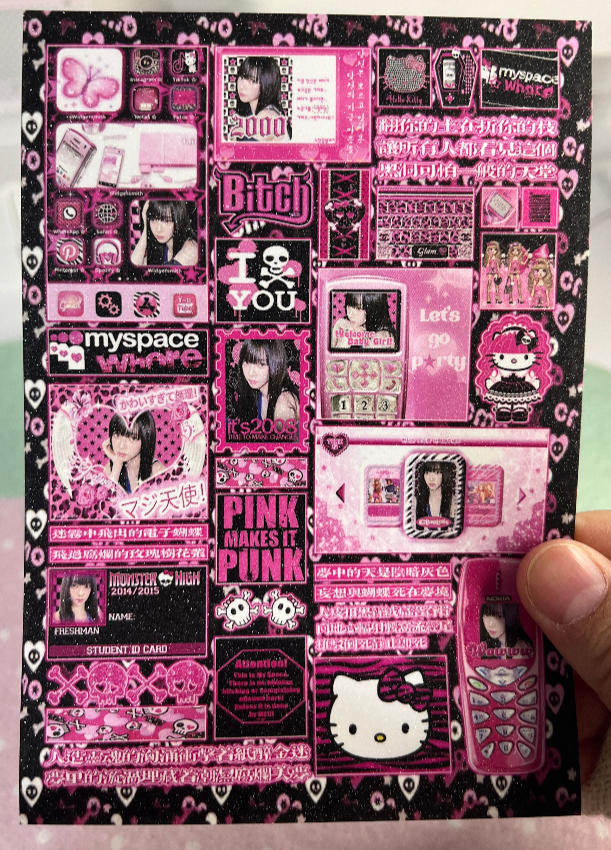 Y2K pink Giselle sticker sheet