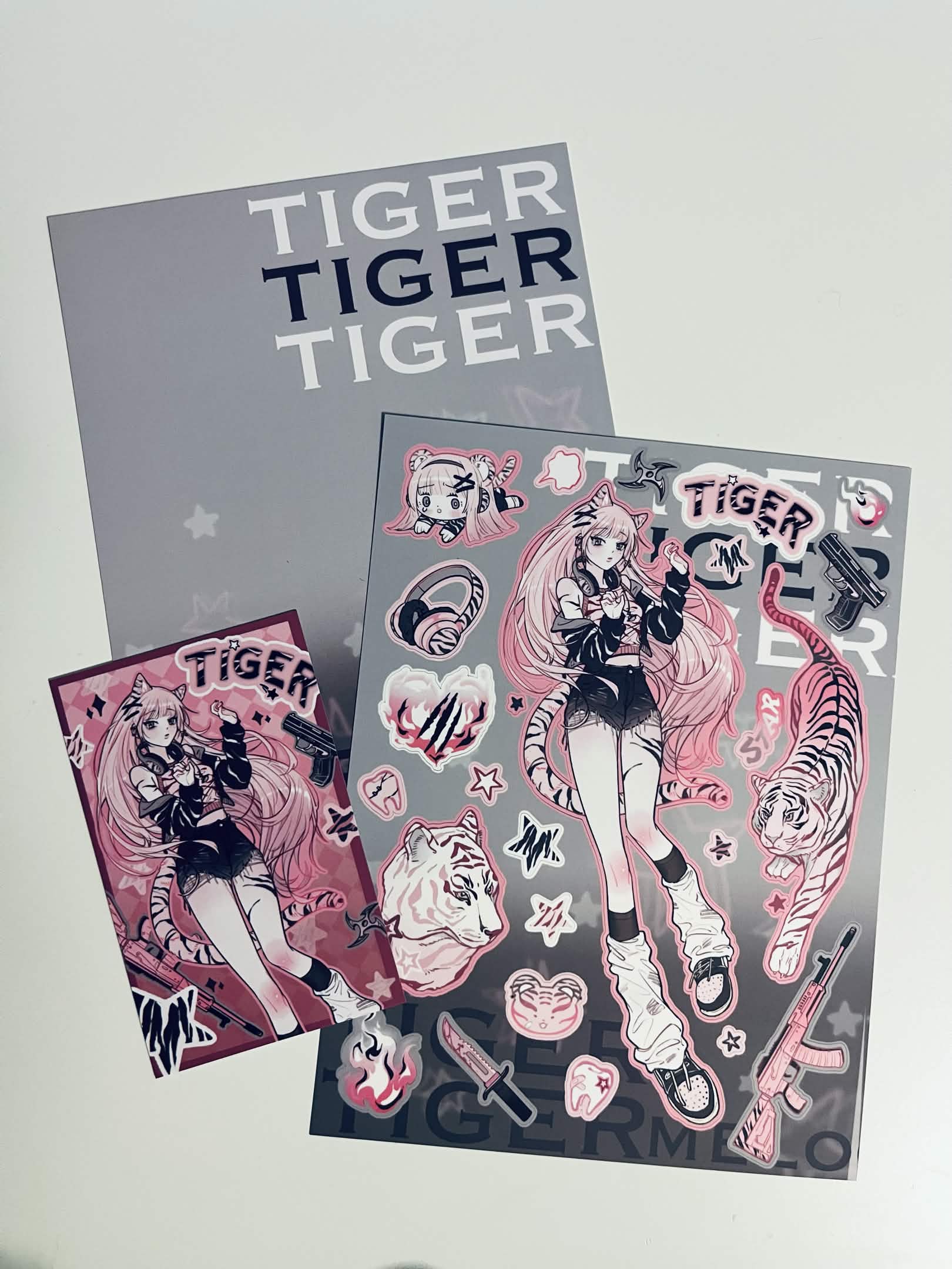 Melo tiger cat sticker sheet