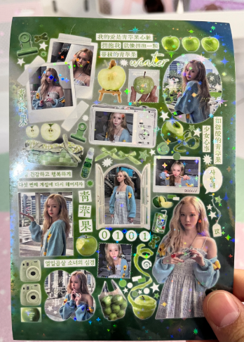 Green apple Winter sticker sheet