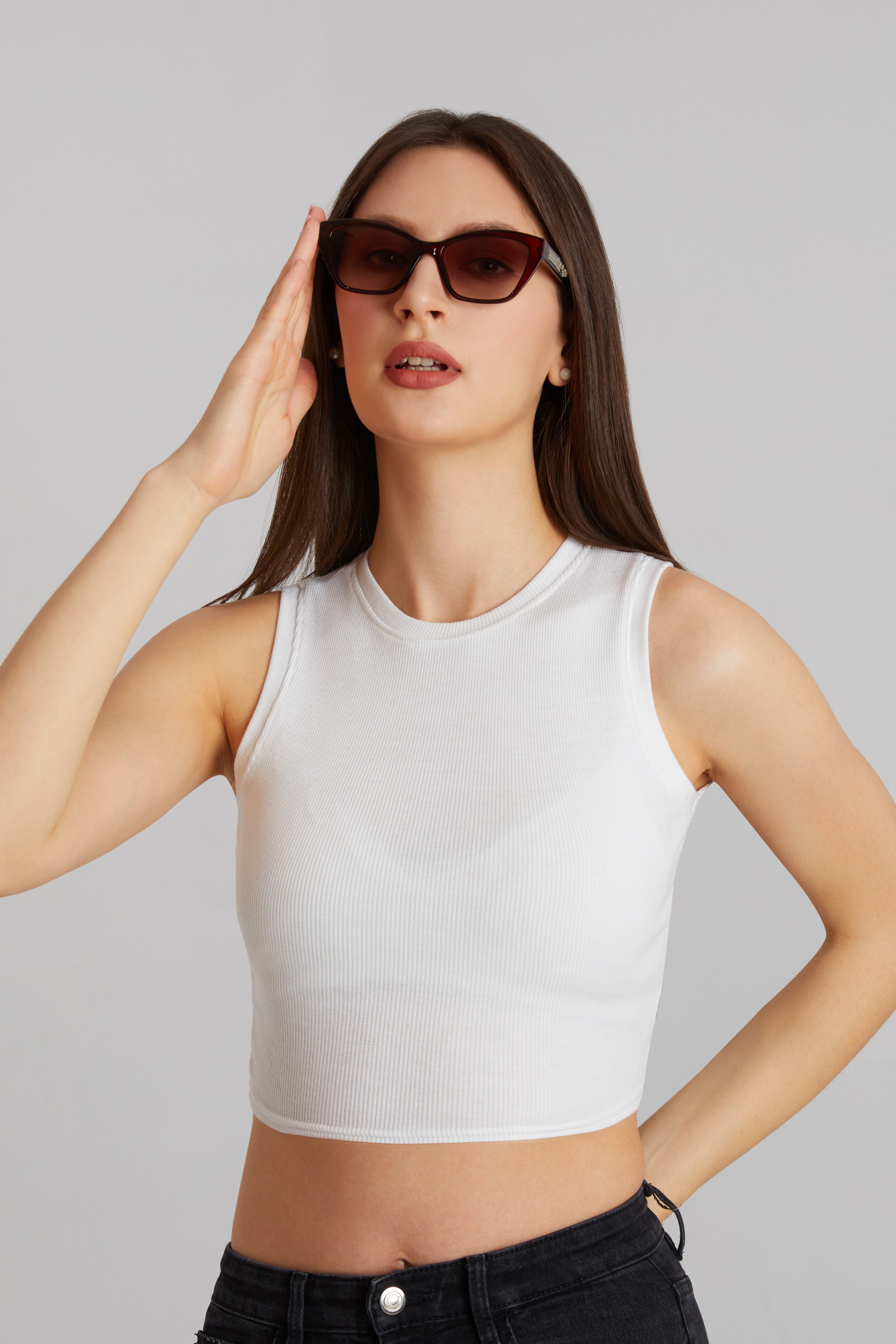 Sleeveless Round Neck Ribbed Tank Tops for Women 