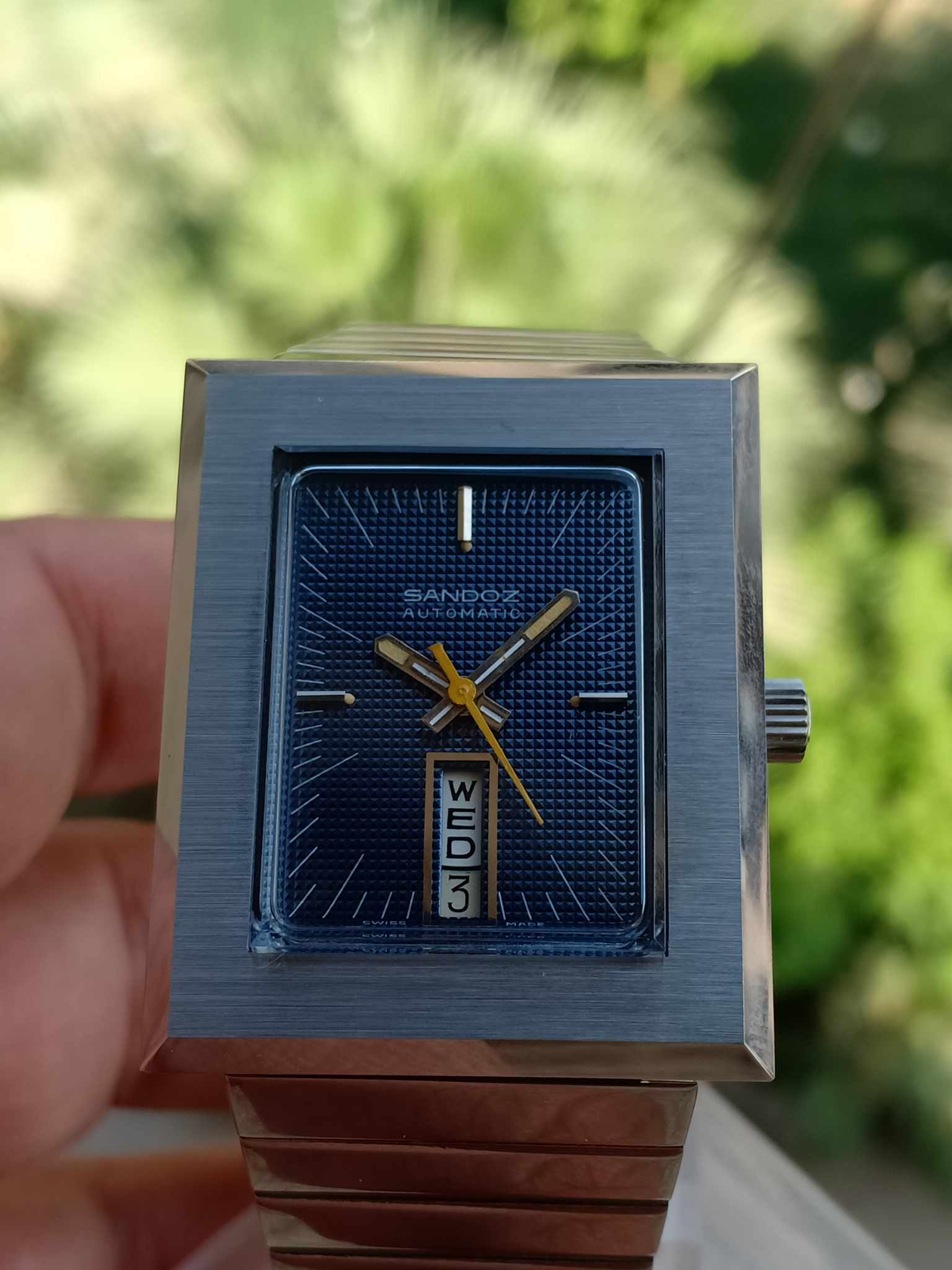 Sandoz Square Automatic Vintage - Rare Blue Dial