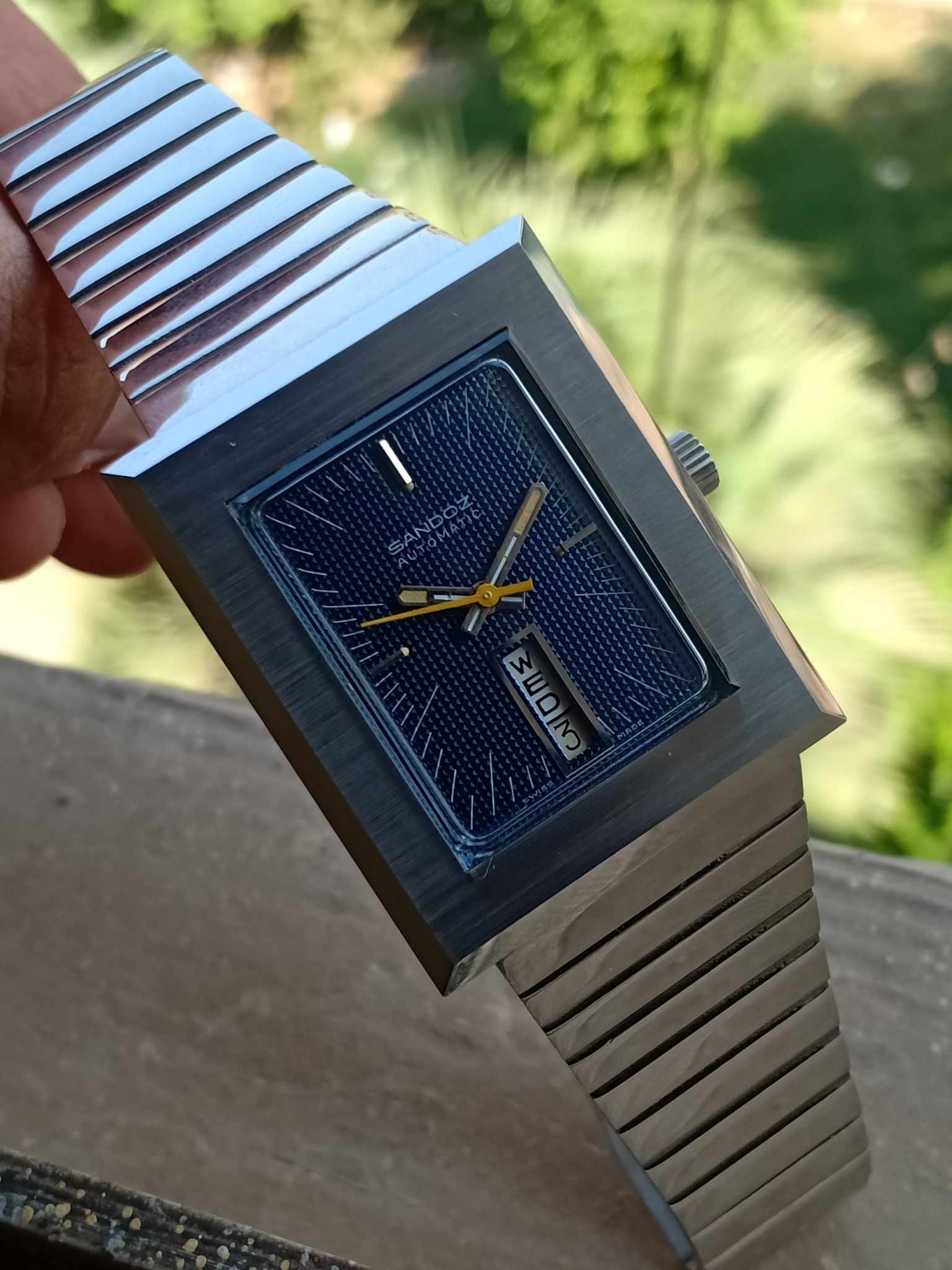 Sandoz Square Automatic Vintage - Rare Blue Dial