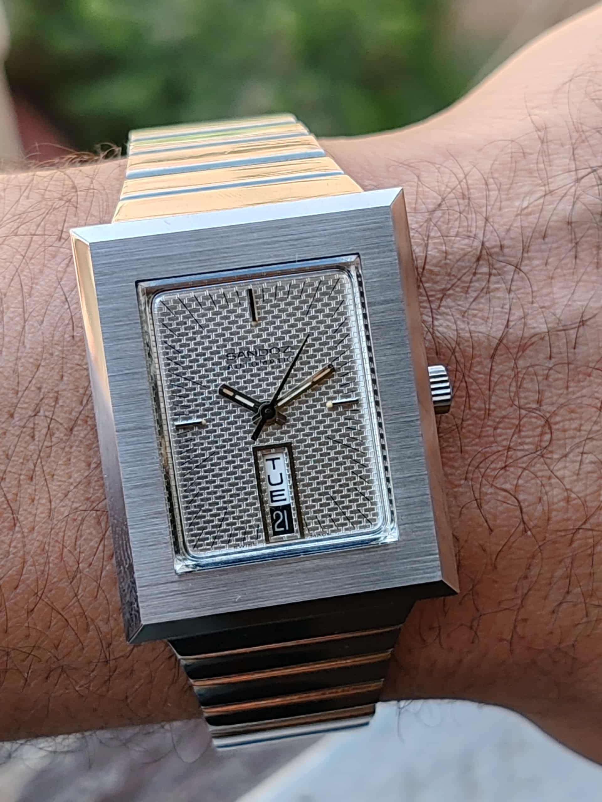 Sandoz Square Automatic Vintage - Rare Silver Dial Rare