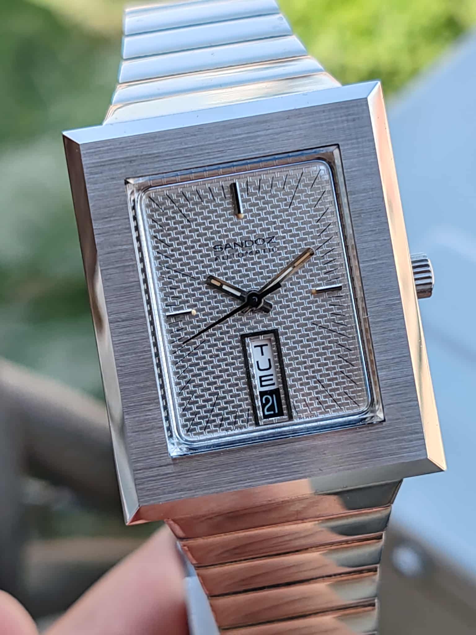 Sandoz Square Automatic Vintage - Rare Silver Dial Rare