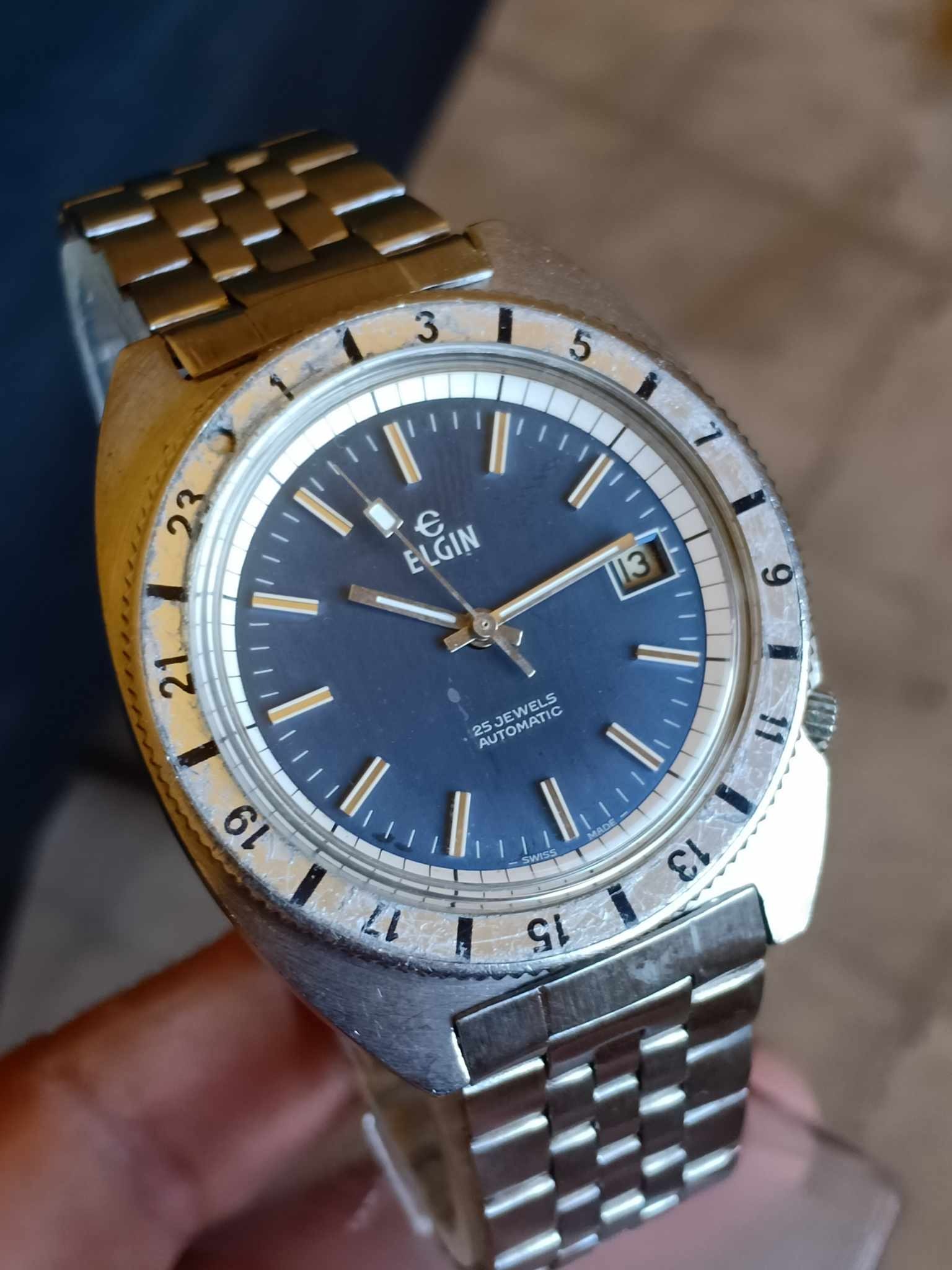 Elgin Automatic Divers Watch - Blue Dial - Vintage - Rare