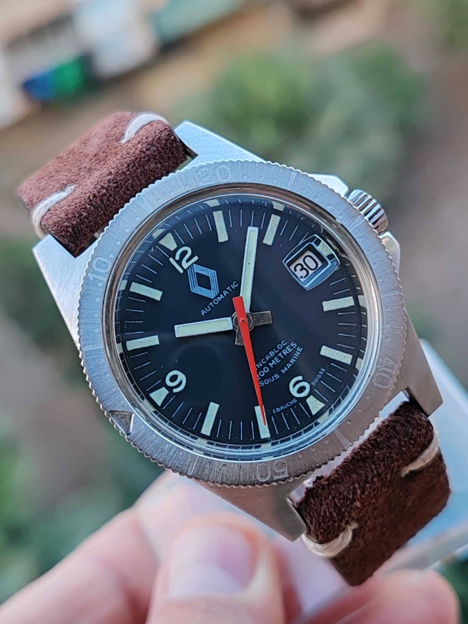 SOUS MARINE RENAULT LOGO AUTOMATIC STEEL VINTAGE RARE WATCH