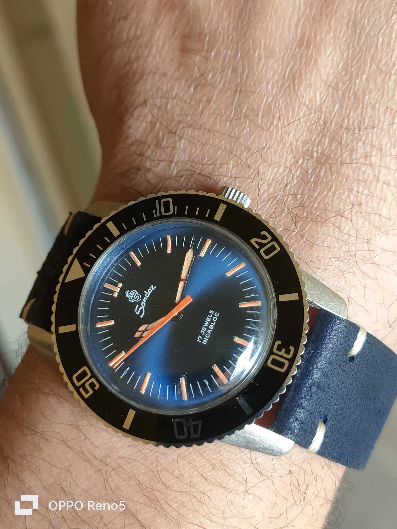 Sandoz Manual Winding - Blue Dial - Vintage - Rare 1980s