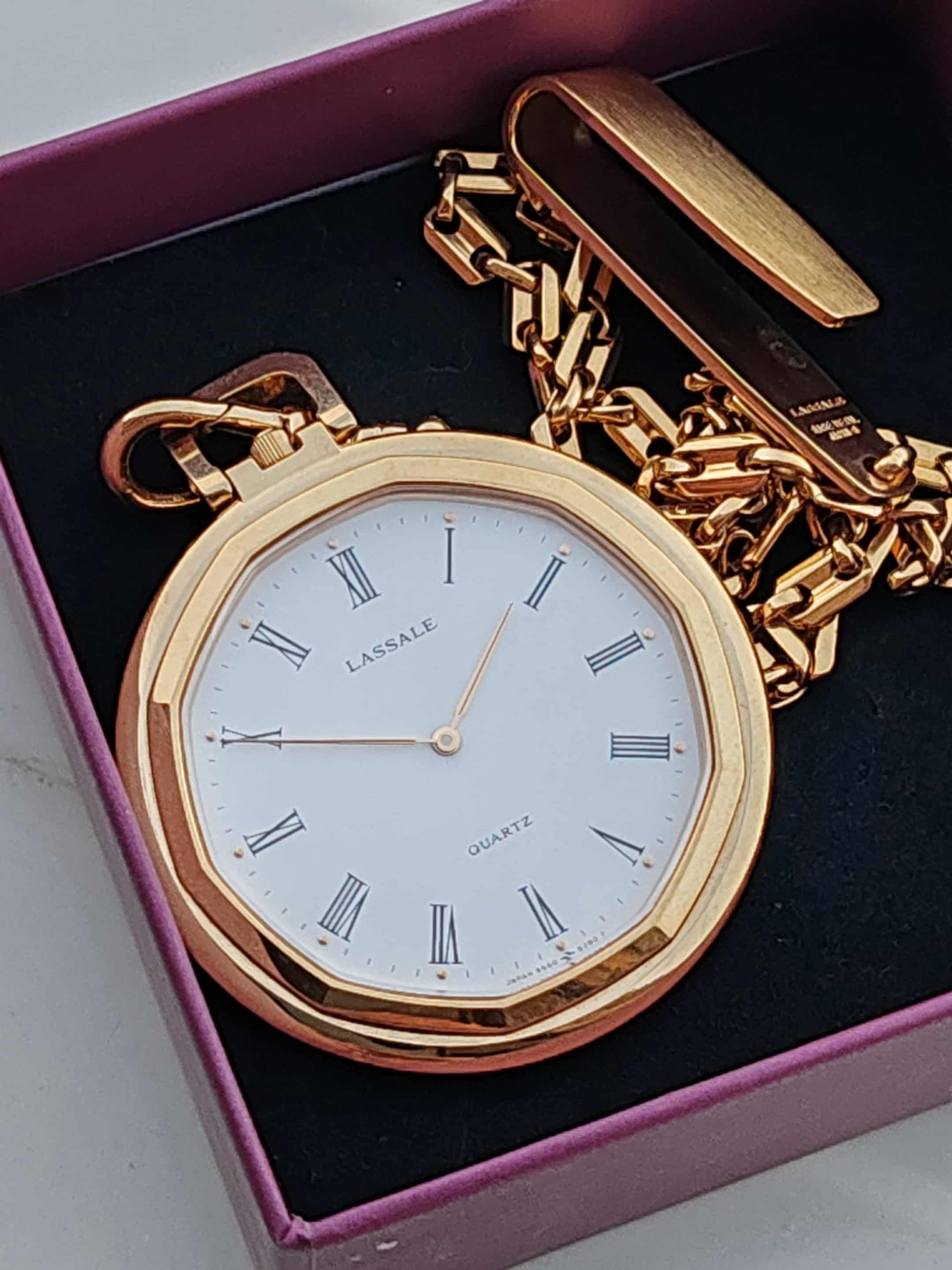 Seiko Lassale  Gold Quartz Pocket Watch Vintage - Rare