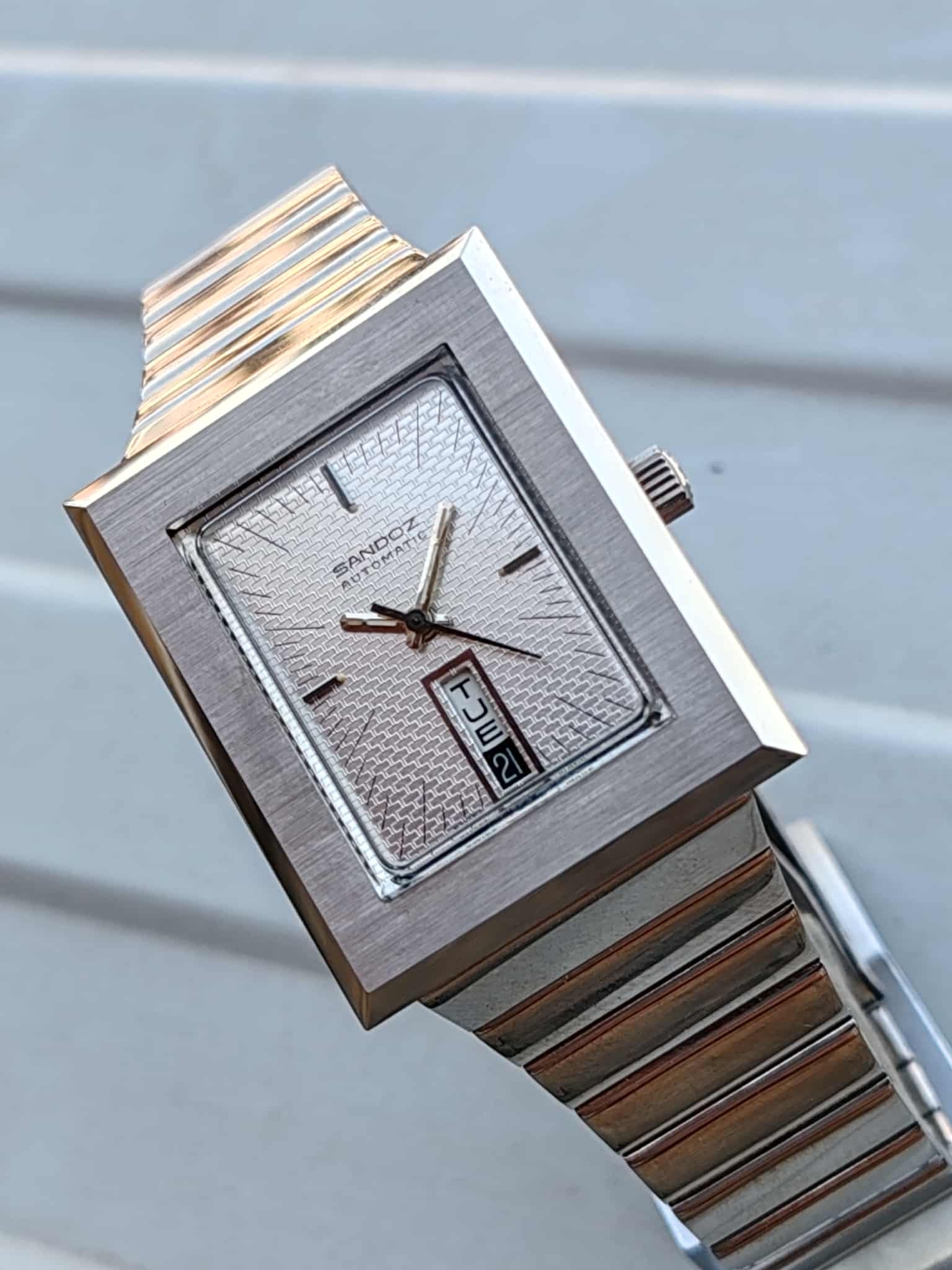Sandoz Square Automatic Vintage - Rare Silver Dial Rare