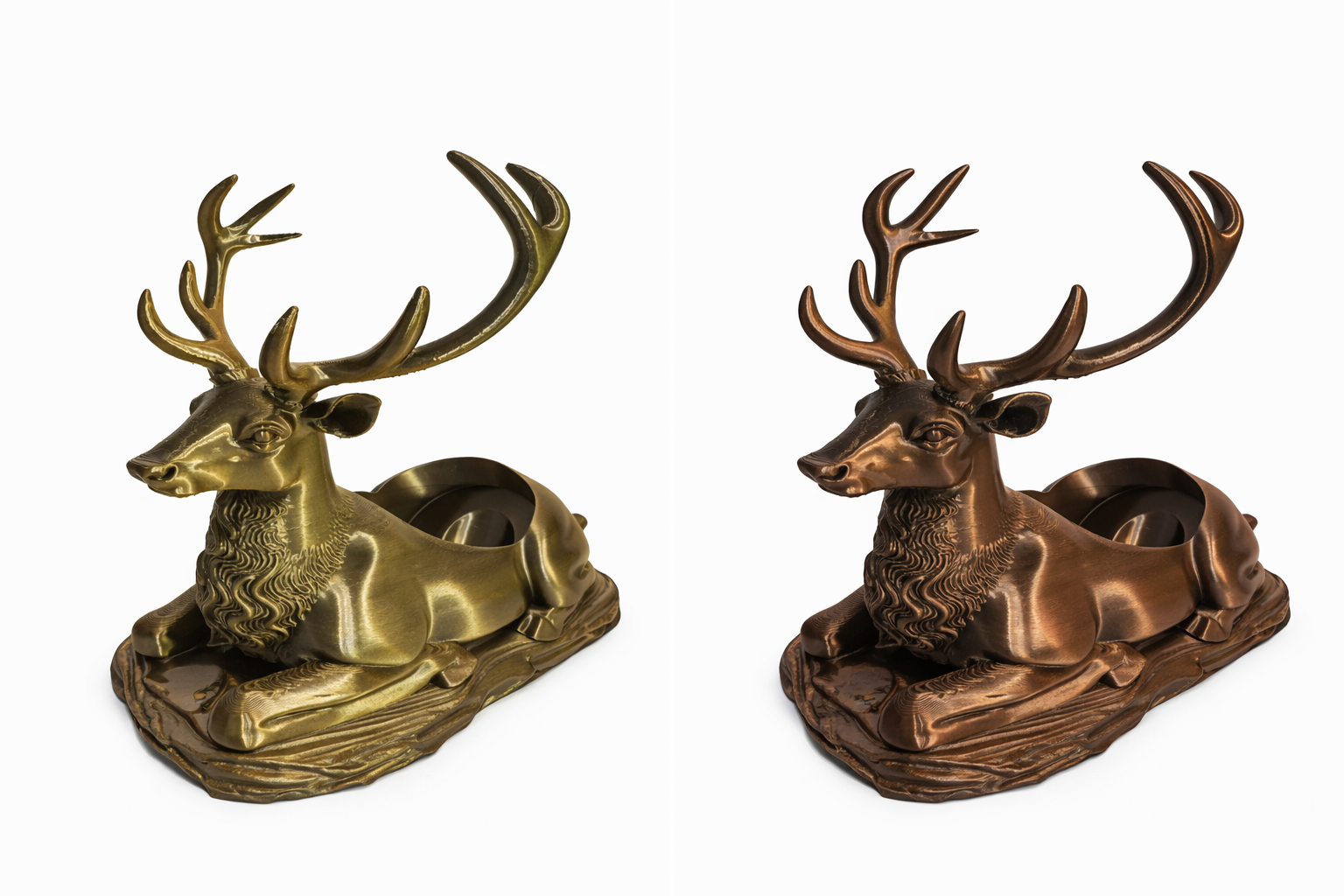 3D Printed Stag / Deer Wine Bottle Holder – Metallic Bronze & Gold Finish