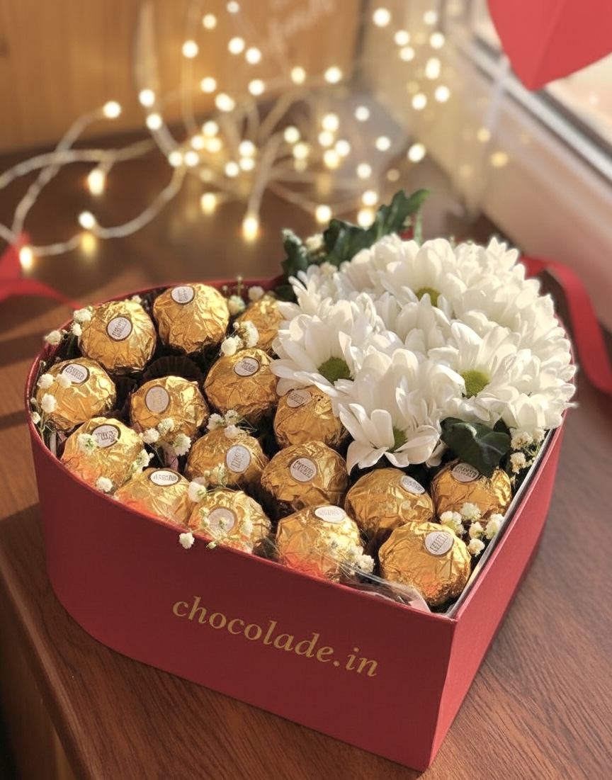 ❤️ Luxury Heart Chocolate & Flower Box ❤️