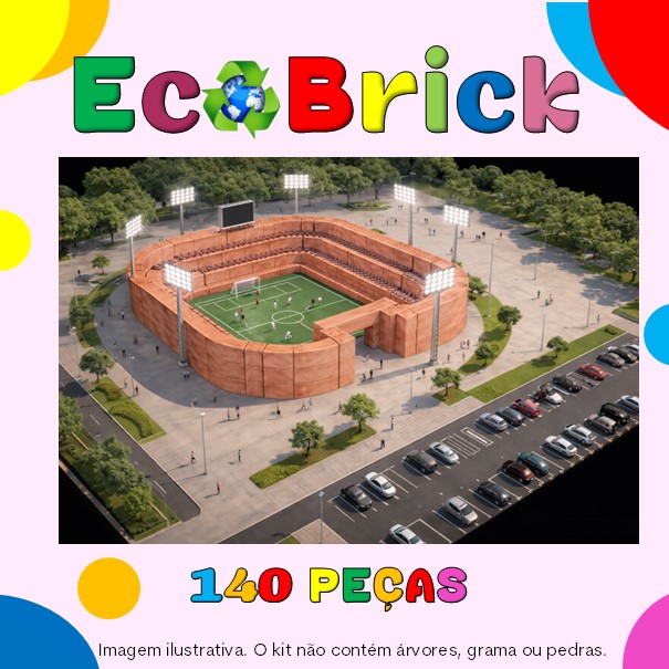 EcoBrick Estádio – Brinquedo Educativo Montessori com Tijolinhos Cerâmicos em Miniatura, Kit de Construção Infantil