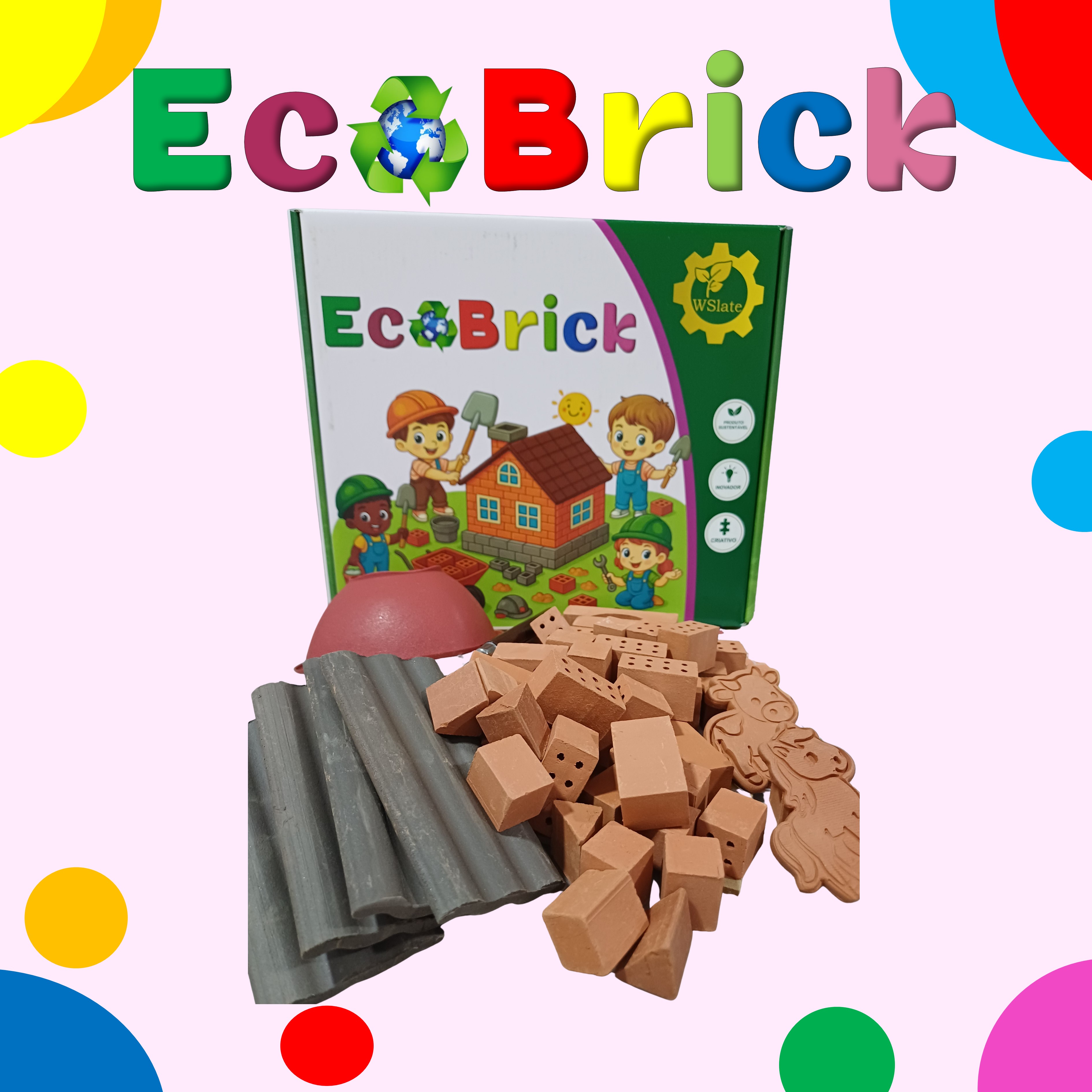 ECOBRICK. KIT CELEIRO. KIT DE CONSTRUÇÃO INFANTIL.  KIT DE MONTAR. TIJOLOS REAIS EM MINIATURA