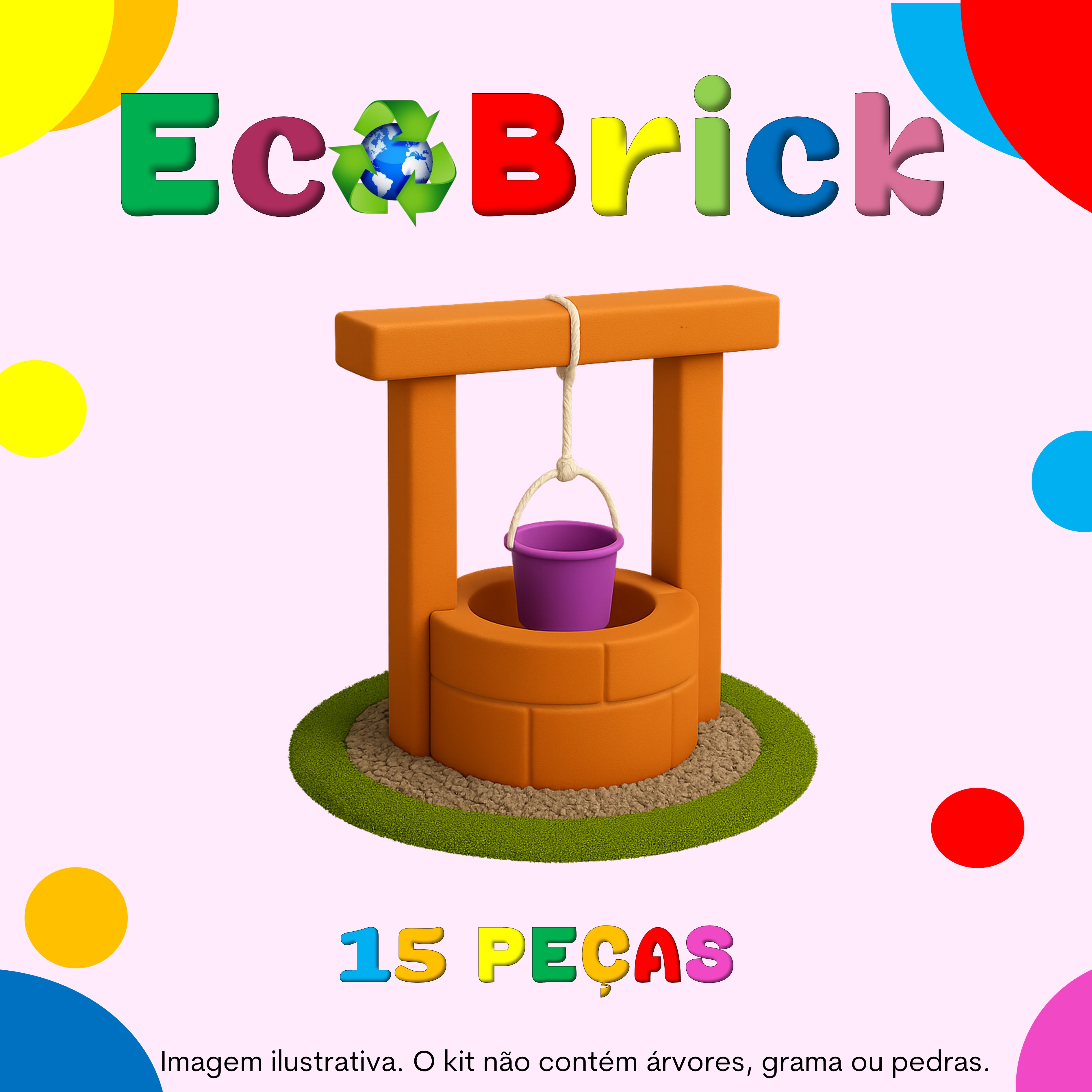 ECOBRICK. KIT POÇO. KIT DE CONSTRUÇÃO INFANTIL.  KIT DE MONTAR. TIJOLOS REAIS EM MINIATURA