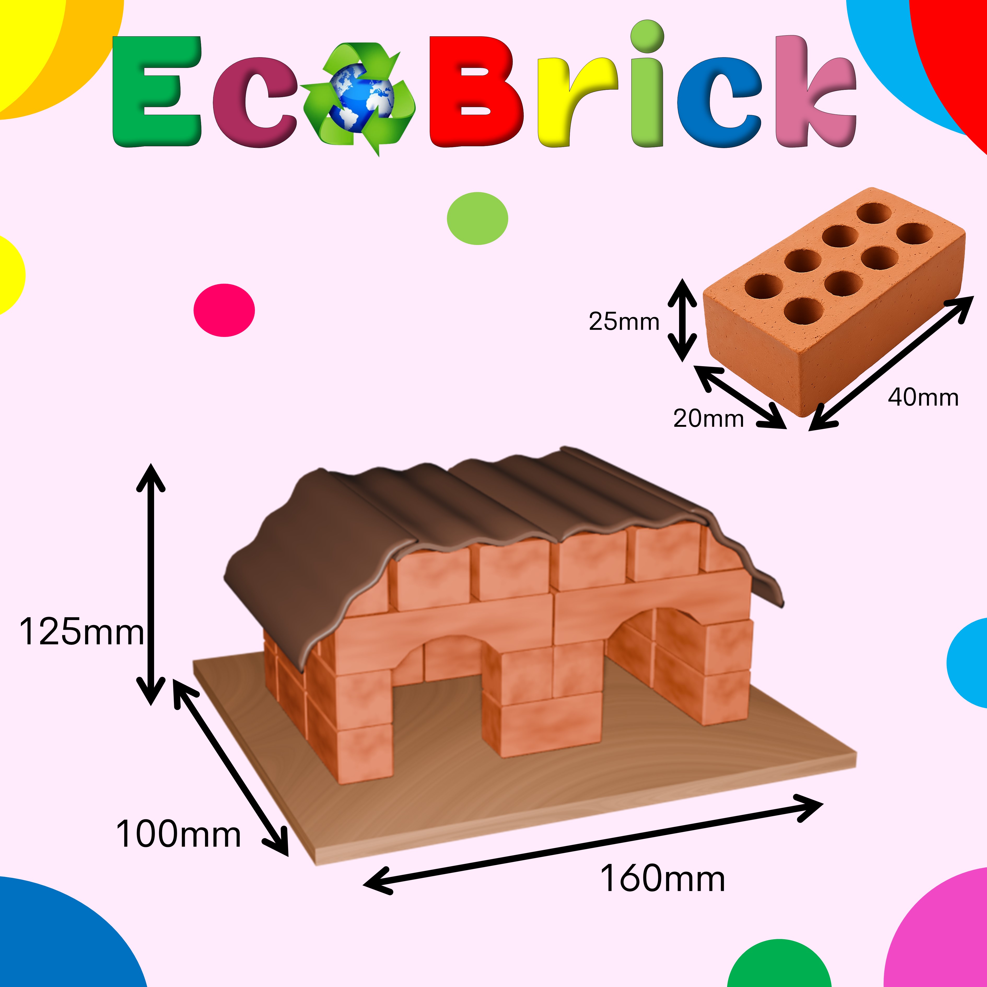 ECOBRICK. KIT CELEIRO. KIT DE CONSTRUÇÃO INFANTIL.  KIT DE MONTAR. TIJOLOS REAIS EM MINIATURA